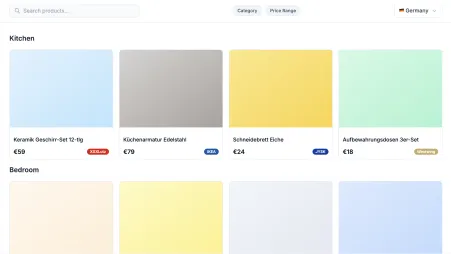 German product library with IKEA, XXXLutz, Home24, and more