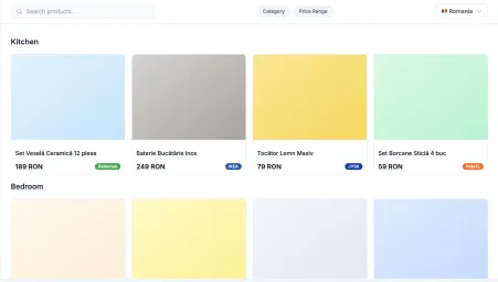 Romanian product library with Dedeman, JYSK, IKEA, and more