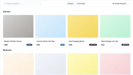 UK product library with John Lewis, Dunelm, and more